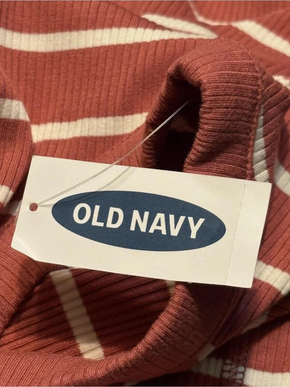 Old Navy Ribbed Halter Midi Dress in Rust and White Stripes size SP NWT